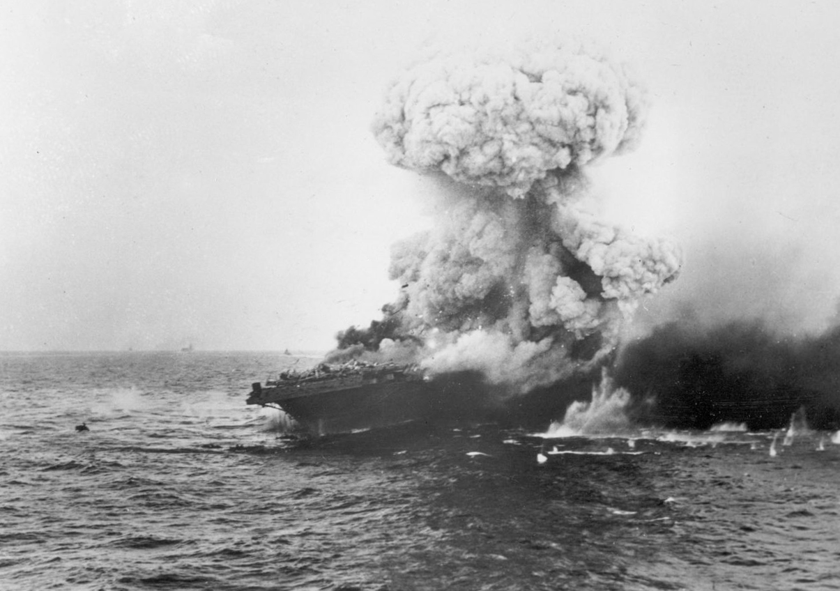 Large Explosion Aboard Uss Lexington Cv 2 8 May 1942 80 G 16651 WW II Archive The Pacific Theater: Titans of the Ocean (1941–1945)
